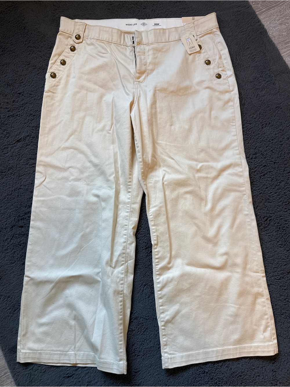 St. John's Bay Wide Leg, High Rise Cream Pants